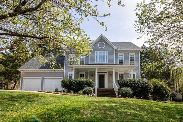 Suburban house with a front lawn